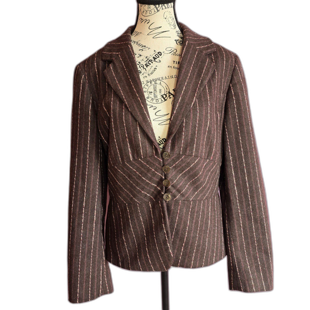 J.Jill wool striped blazer career academia Medium